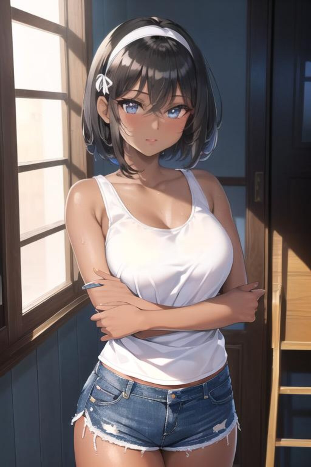 褐色ショートボブ娘