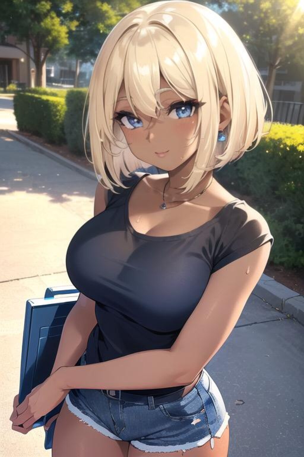 褐色ショートボブ娘