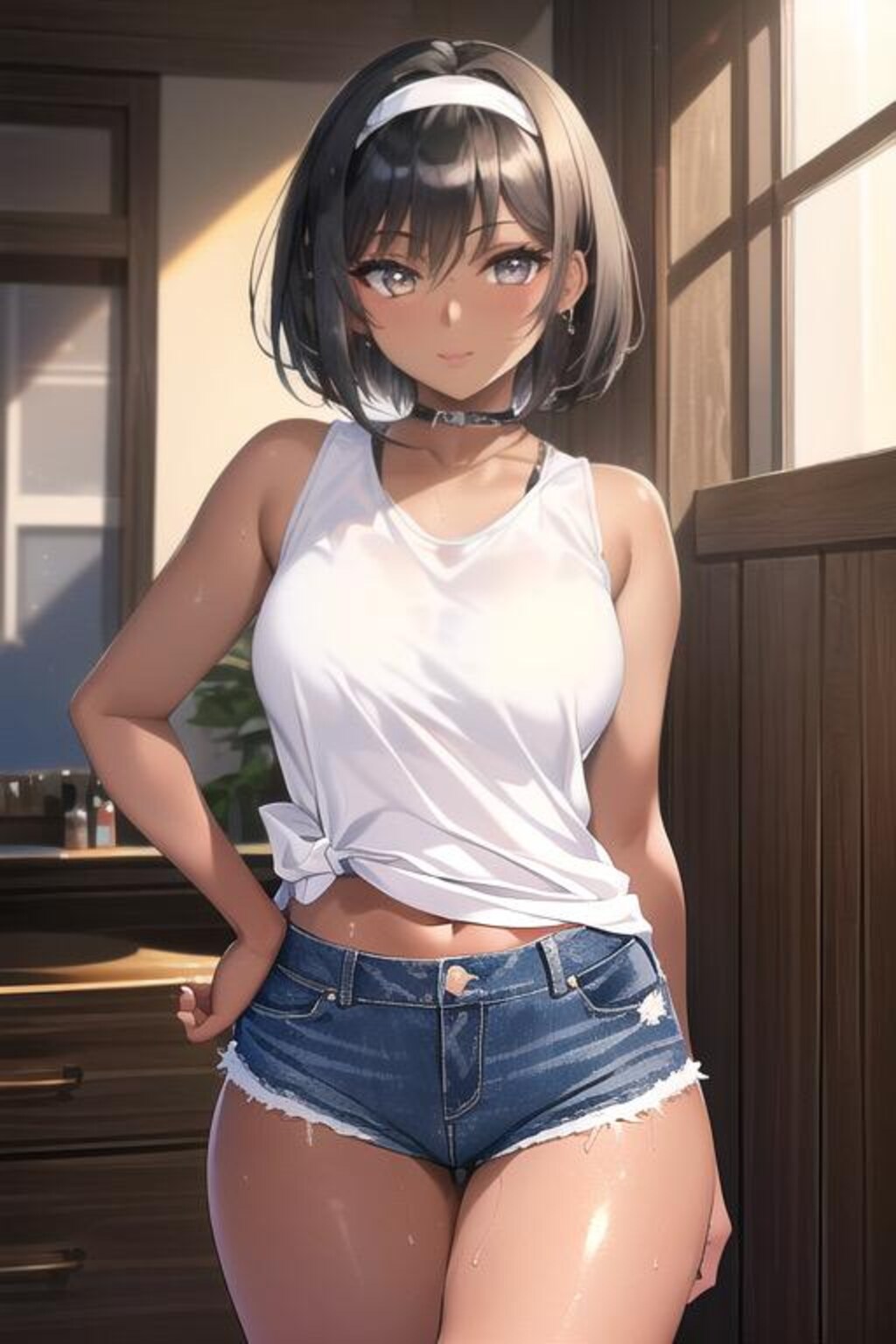 褐色ショートボブ娘