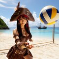 ビーチバレーを楽しむ海賊 2枚目