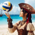 ビーチバレーを楽しむ海賊 10枚目