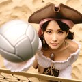 ビーチバレーを楽しむ海賊 8枚目