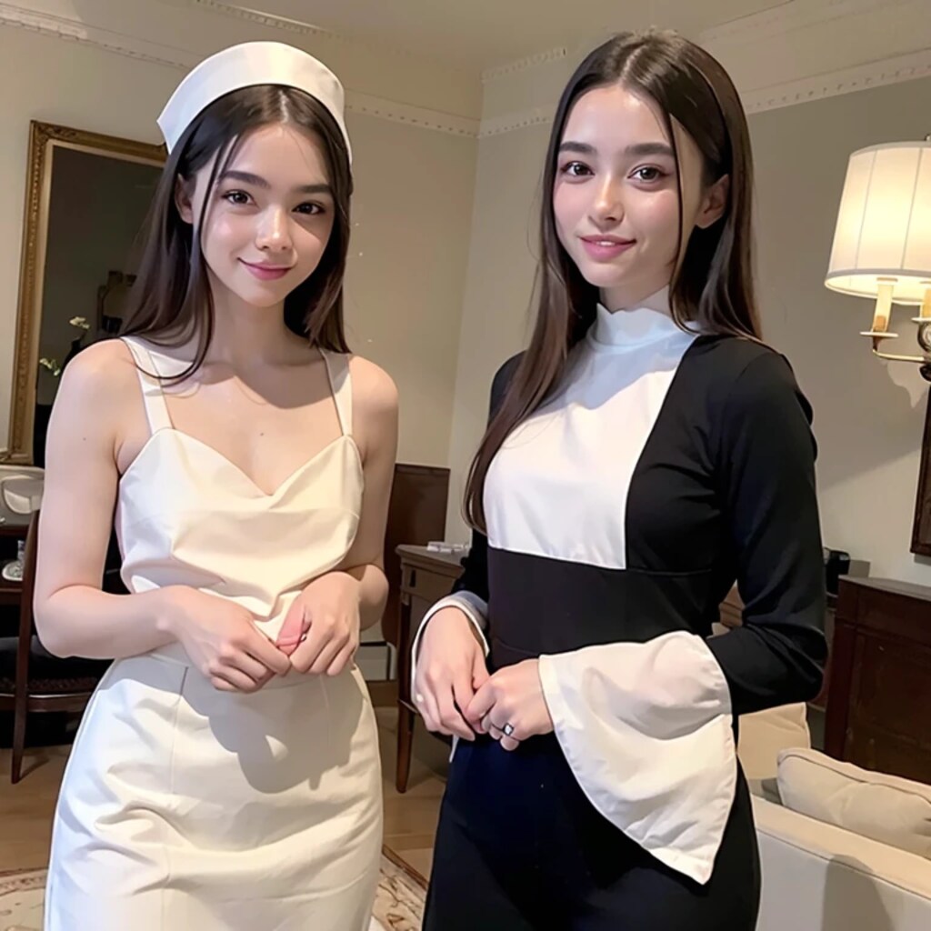 黒髪ロングでメイド服の美女１３１