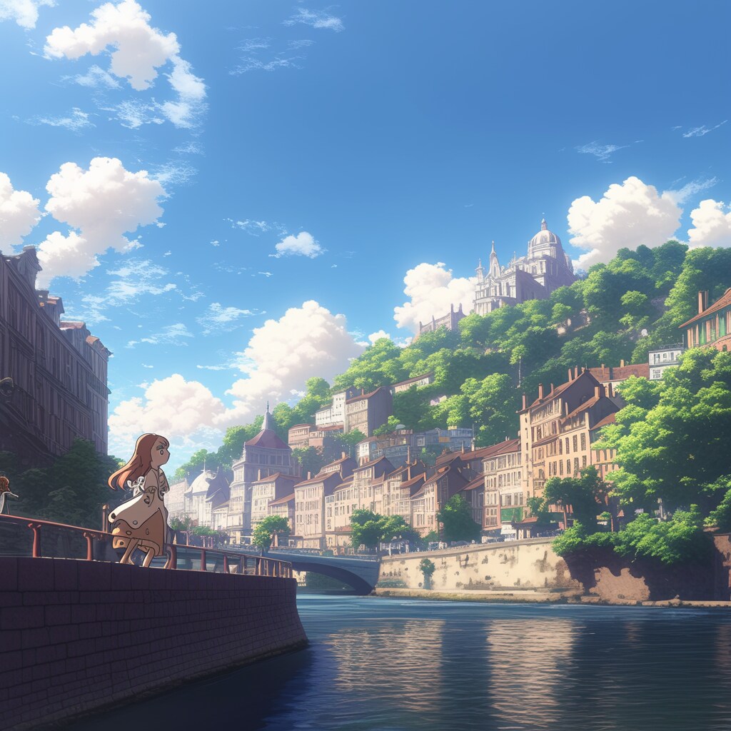 リヨンの街と女の子 Lyon city and girls