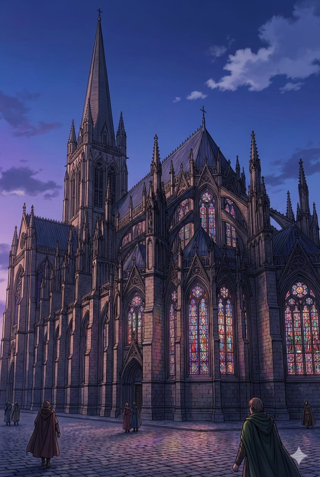 聖堂尖塔の夕闇近し‥‥