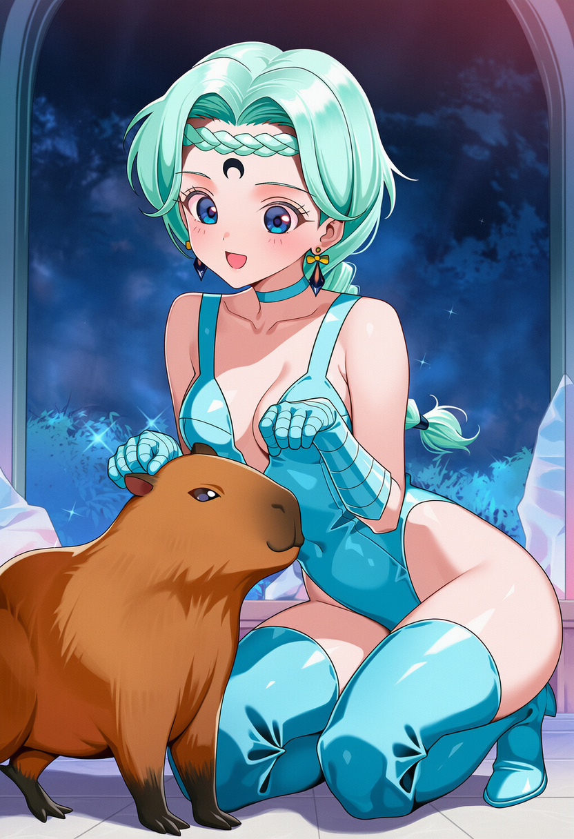 カピバラを見るベルチェ
