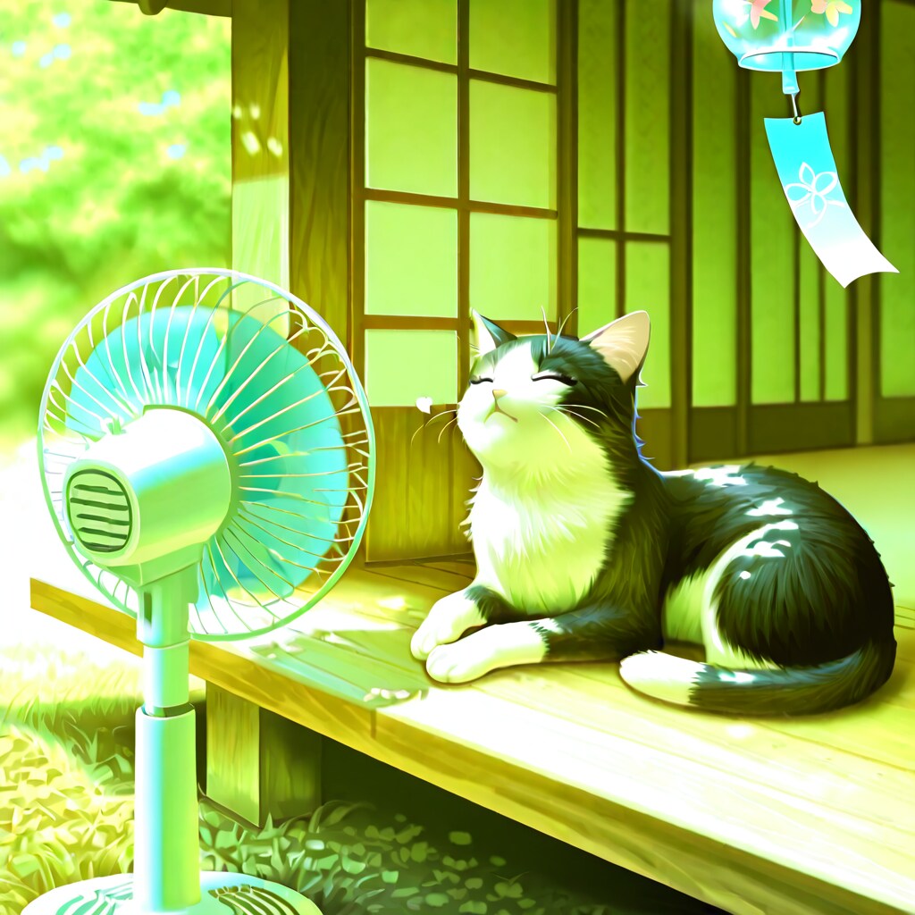 涼む夏の猫
