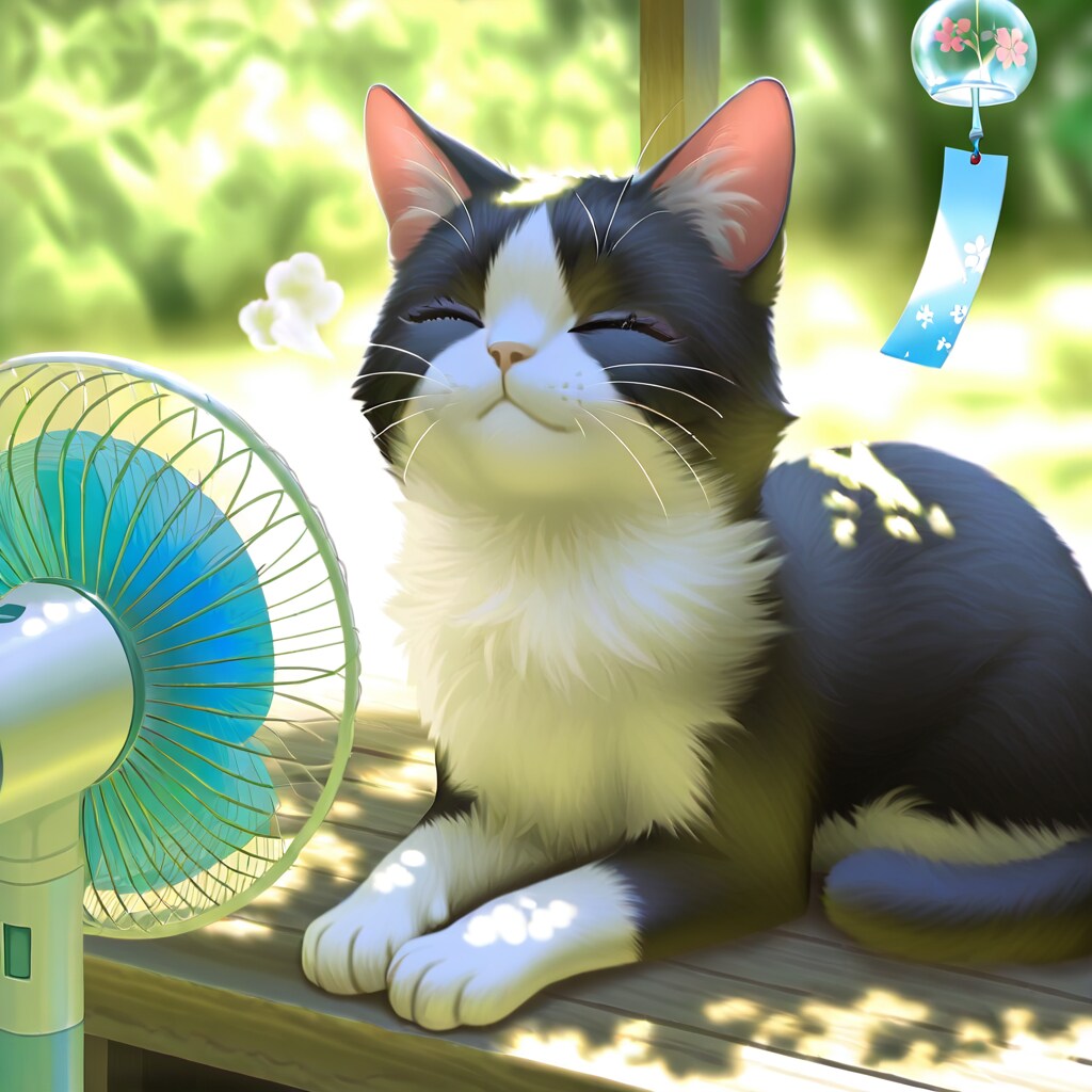 涼む夏の猫