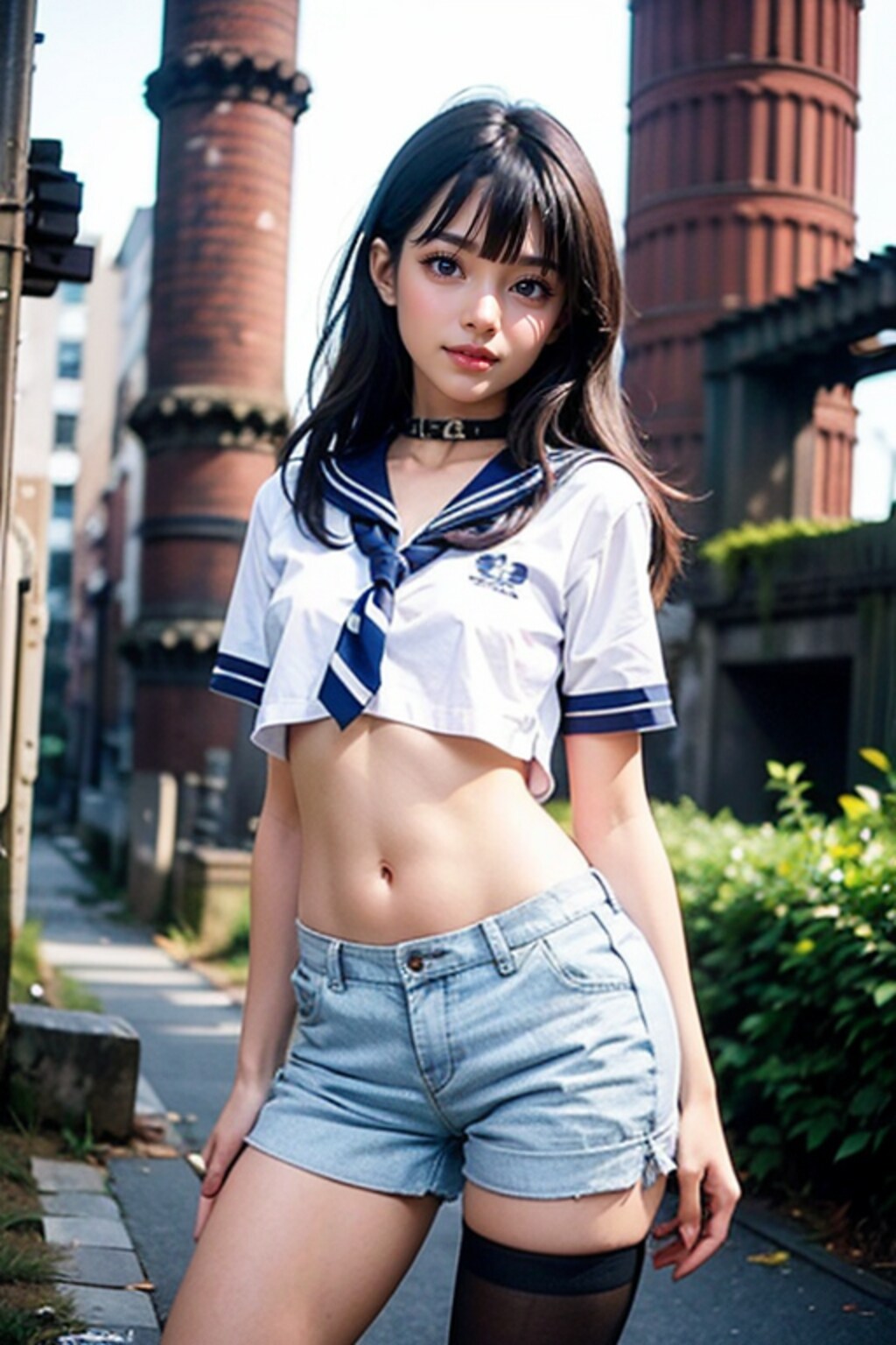 制服とショートパンツ