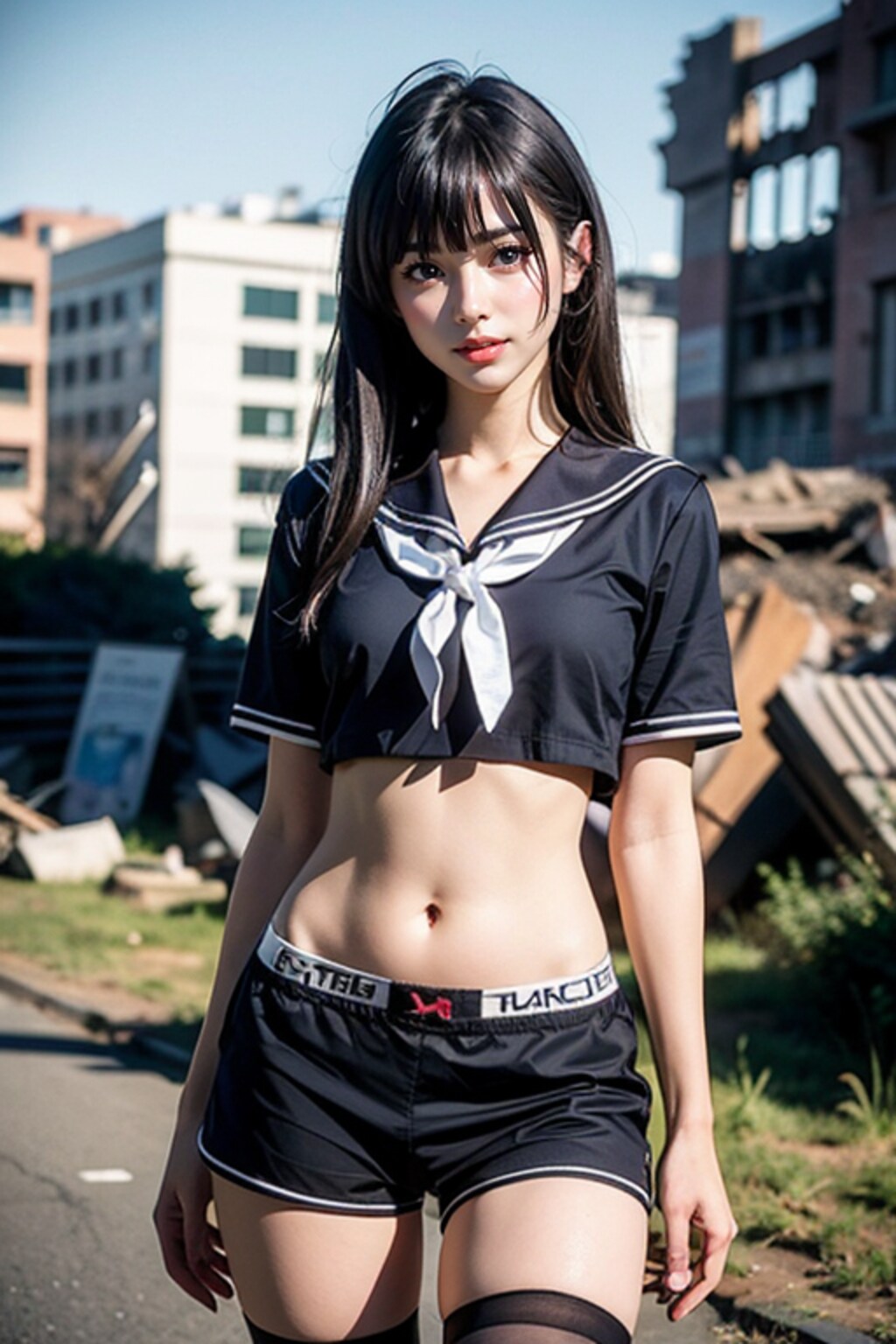 制服とショートパンツ