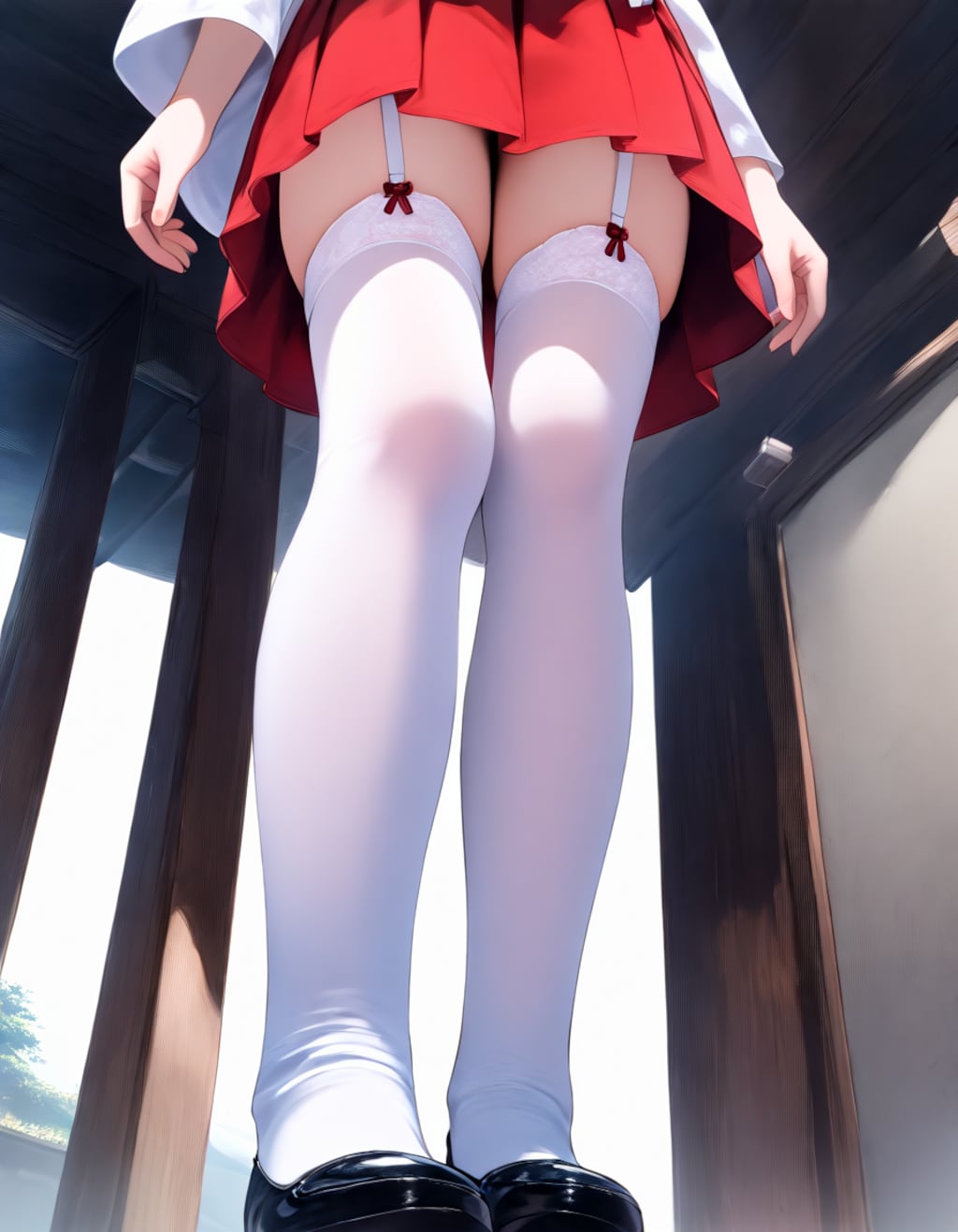 ミニスカ巫女のおみ足