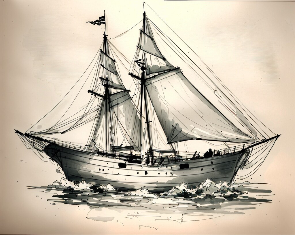 帆船 のイラストスケッチ