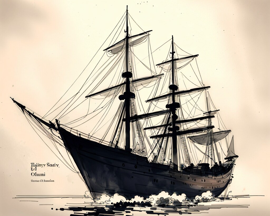 帆船 のイラストスケッチ