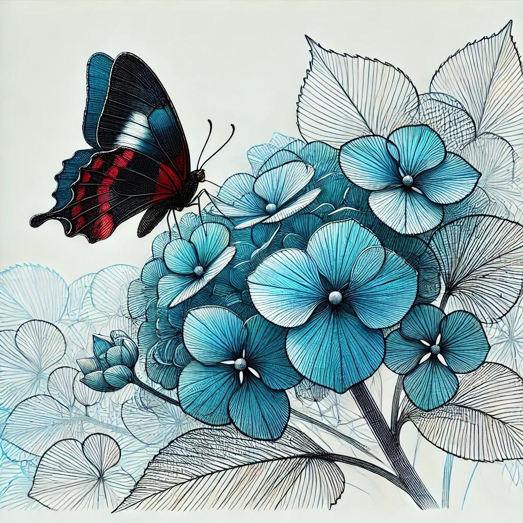 蝶と紫陽花　其のニ