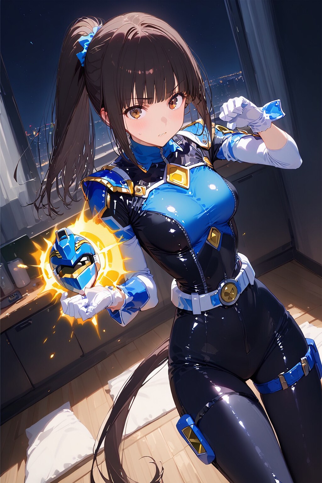 青の戦隊ヒロイン❗️萌音です❗️戦うからには全力で挑みます❗️