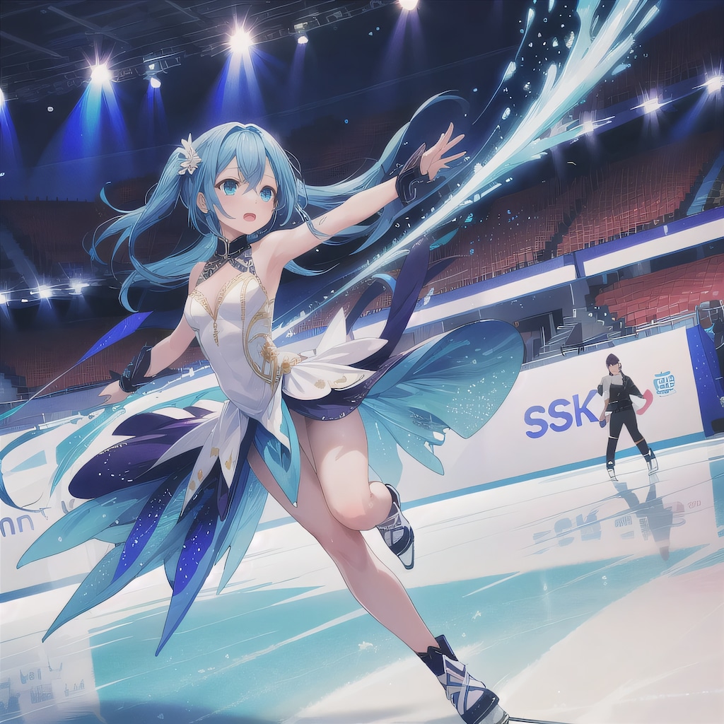 青髪ツインテでフィギュアの少女