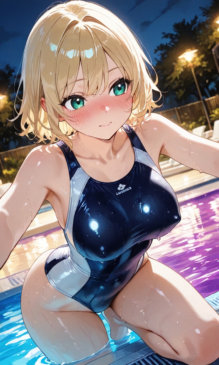 スク水でナイトプール