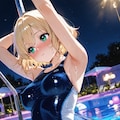 スク水でナイトプール 4枚目