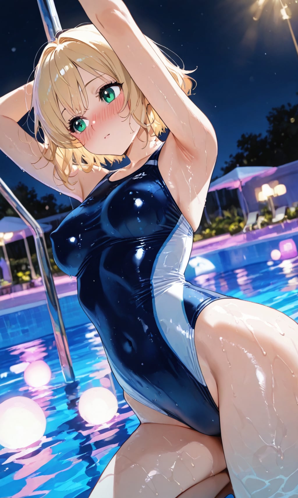 スク水でナイトプール