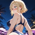 スク水でナイトプール 5枚目
