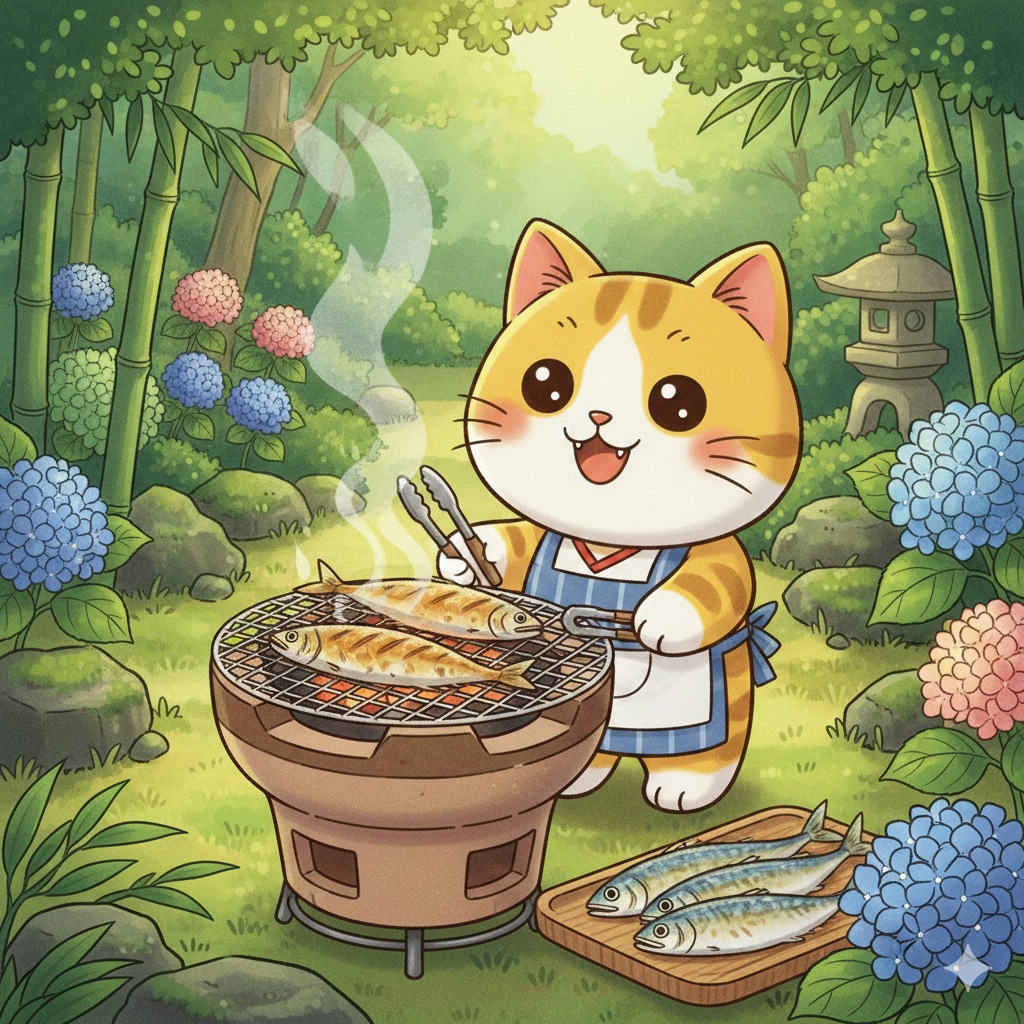 【動物】猫ちゃのお魚焼き焼き