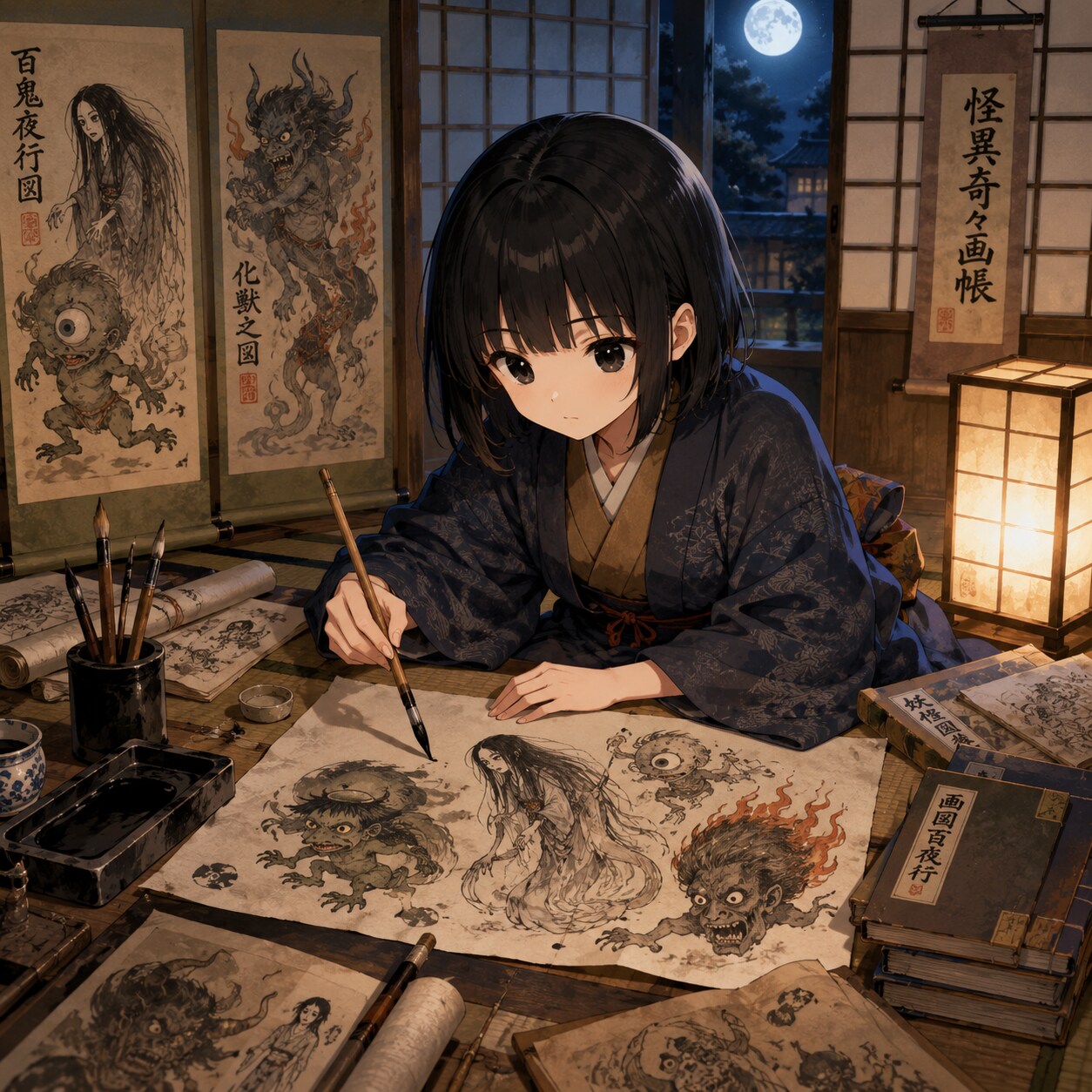 妖怪画と女の子 | の人気AIイラスト・グラビア