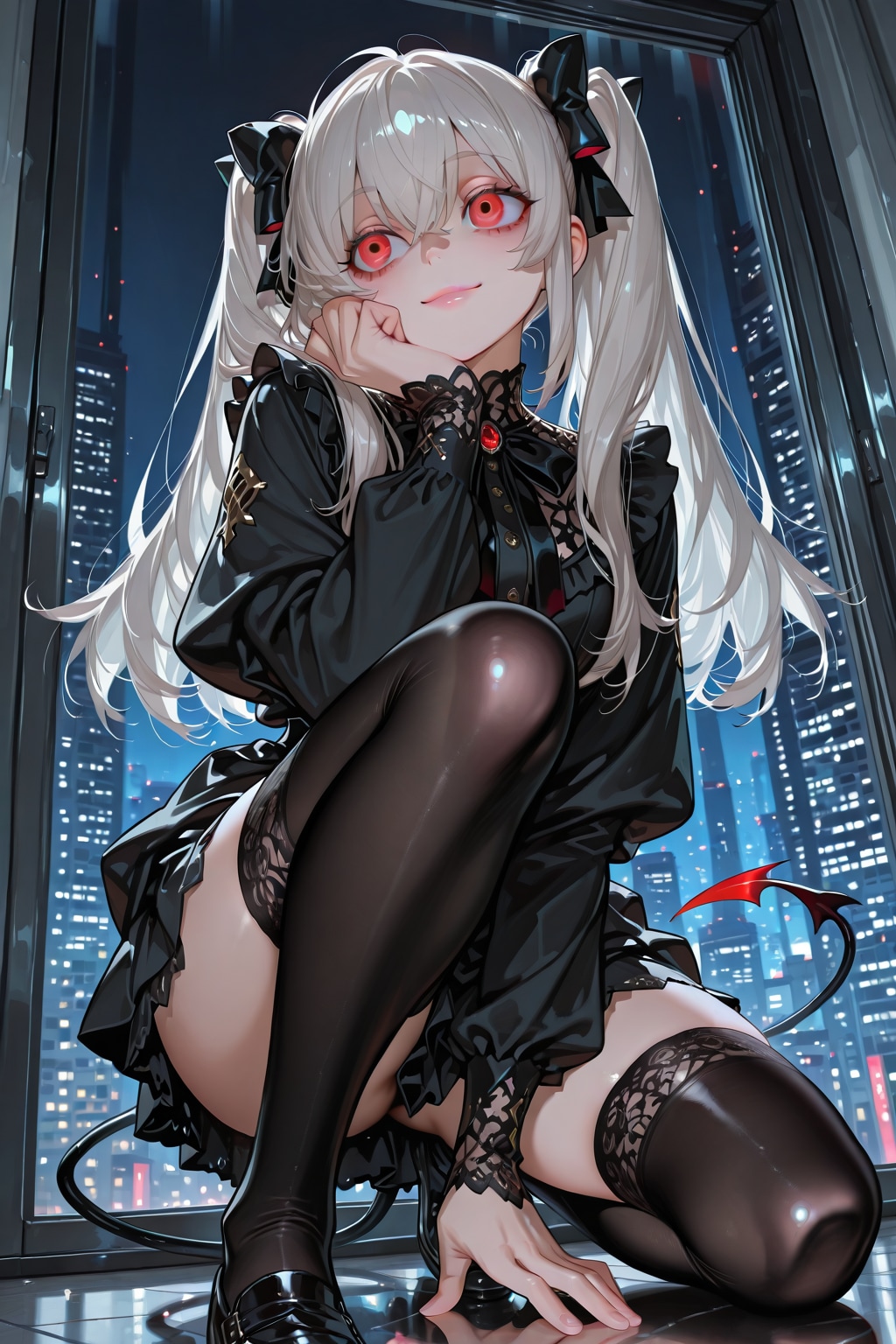 夜景と悪魔っ子