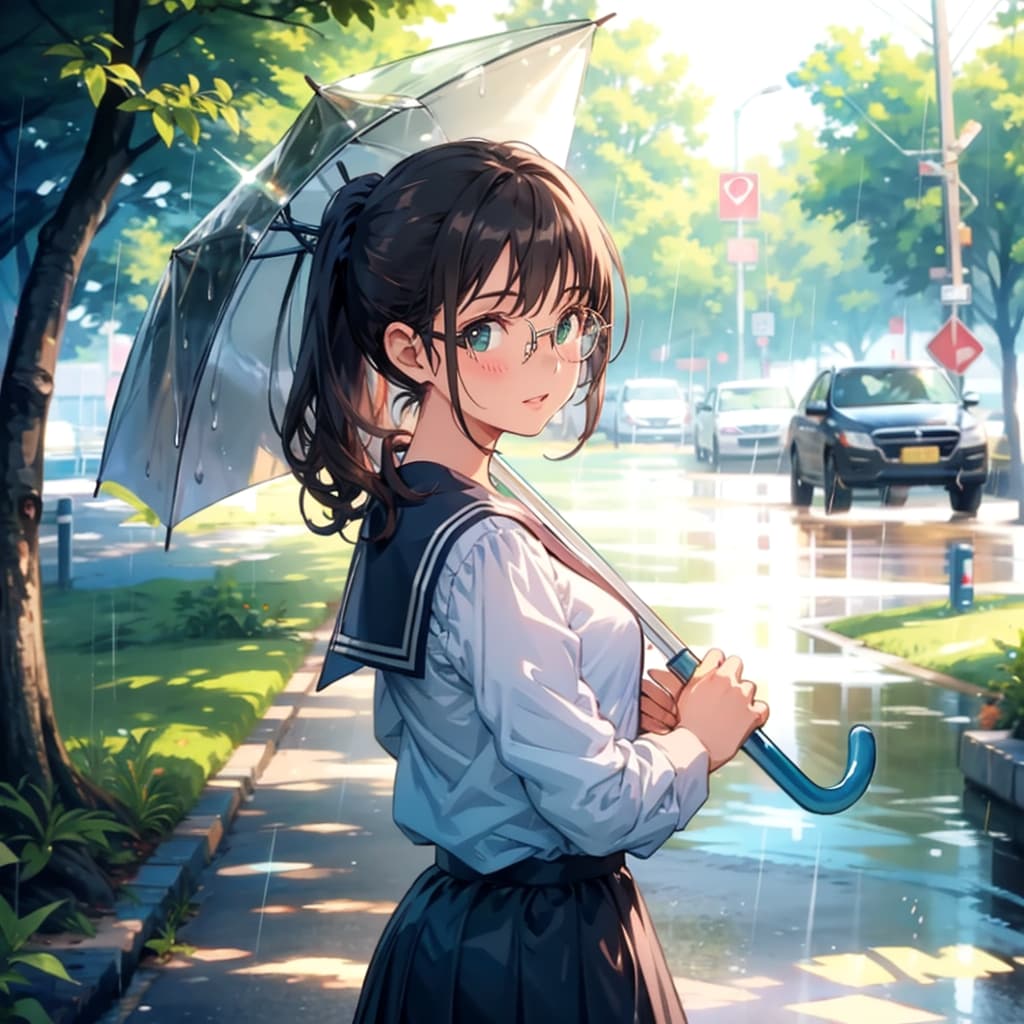 天気雨 | の人気AIイラスト・グラビア