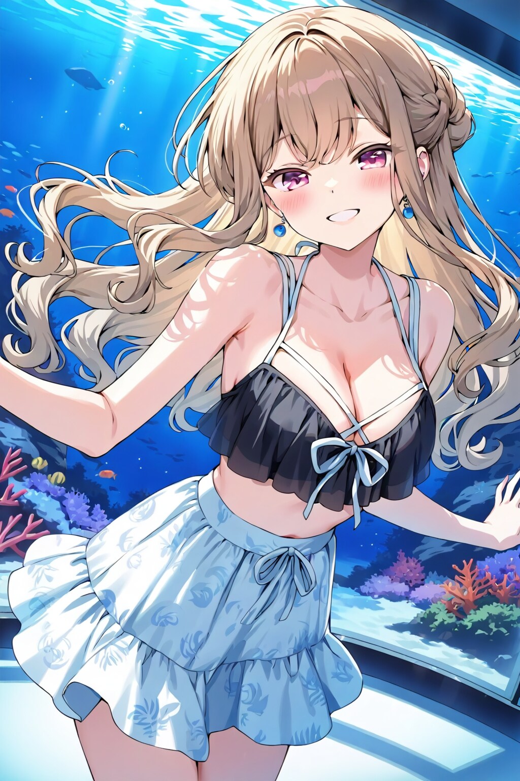 青いバックが似合うね