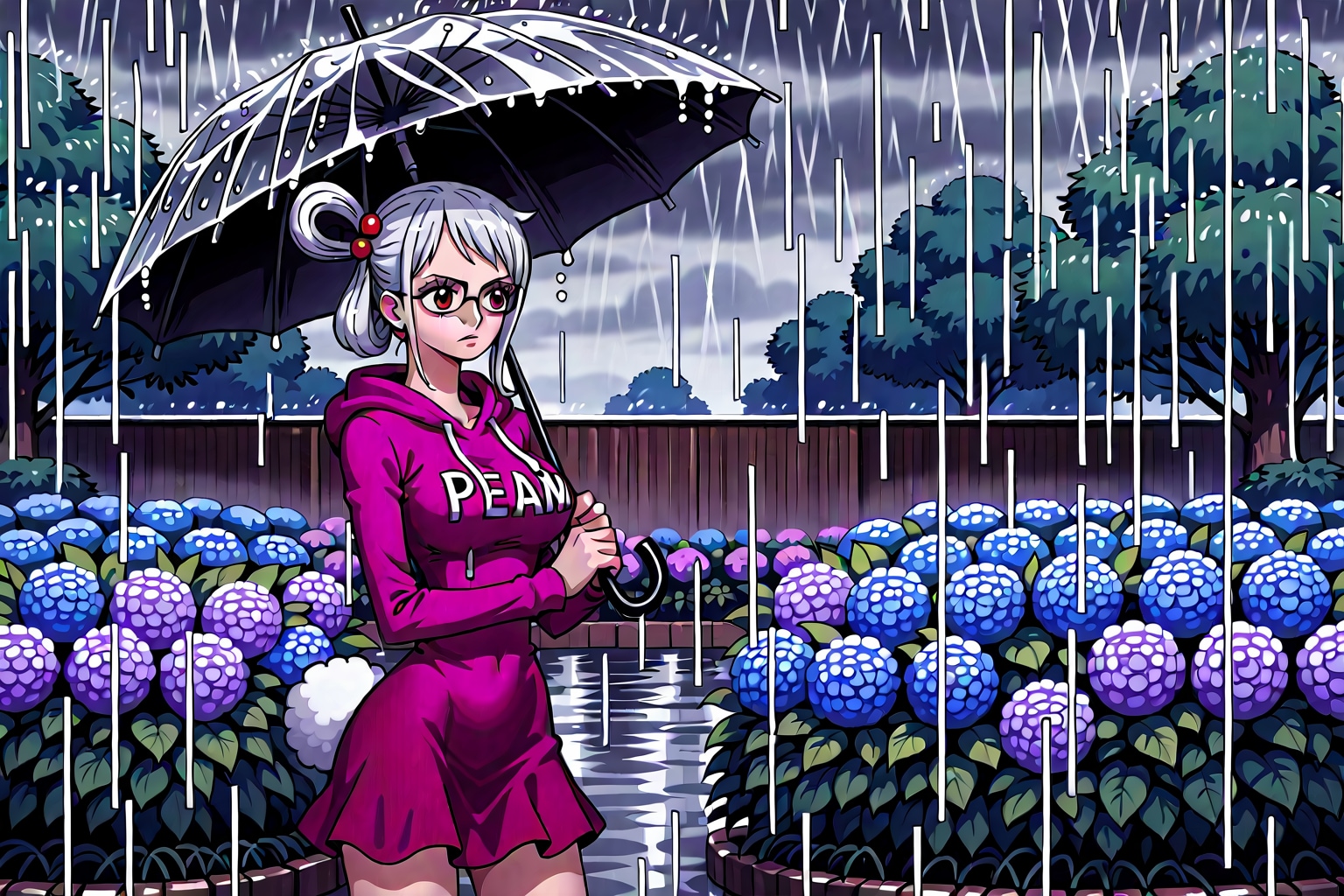 紫陽花が咲く庭で