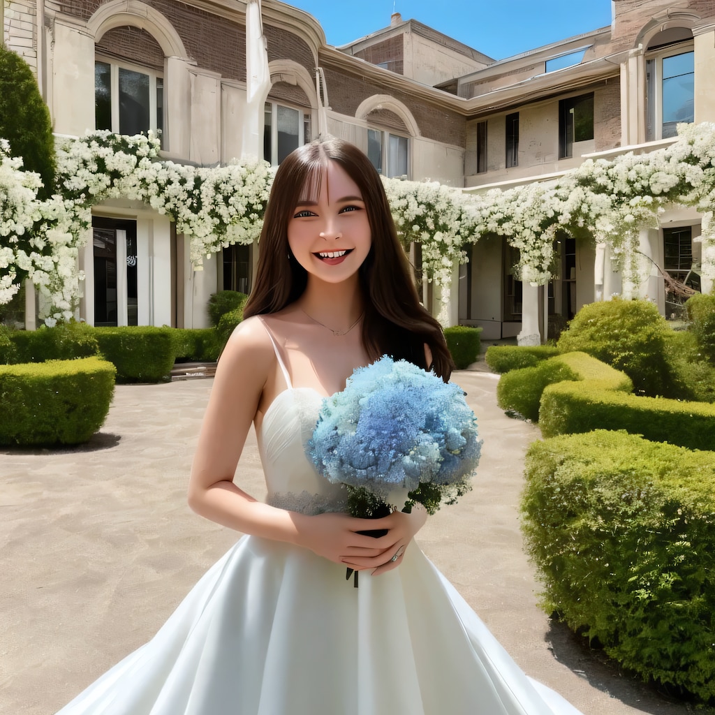 黒髪ロングでウェディングドレスの美女１１３