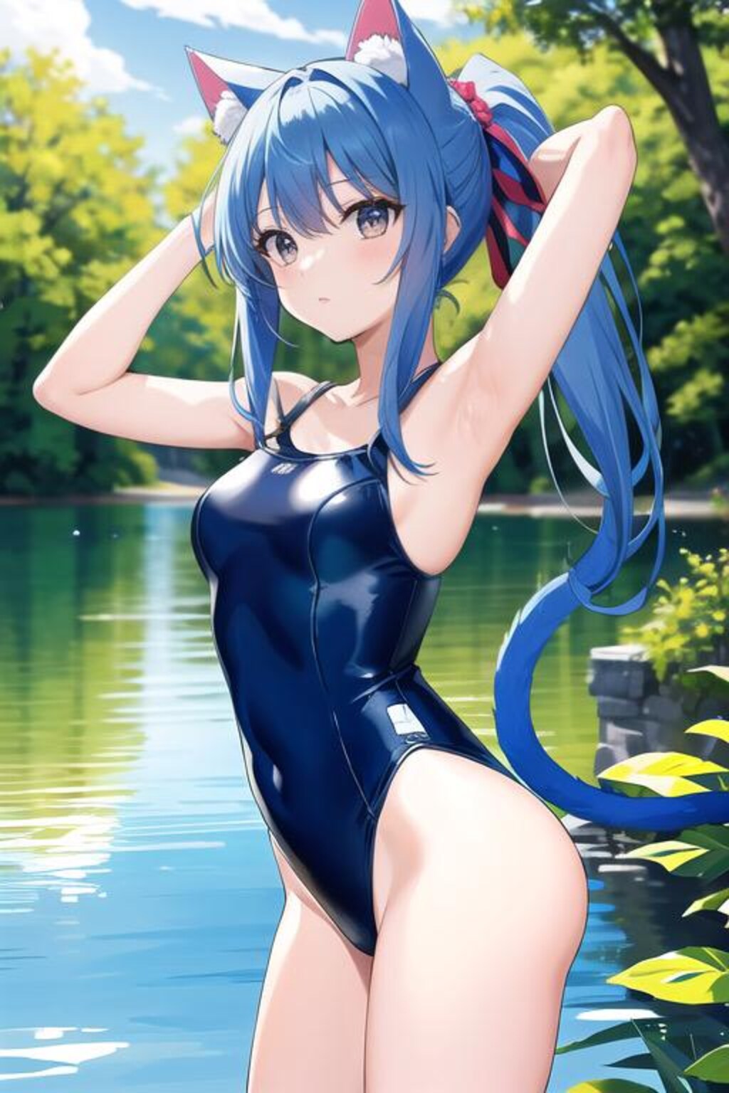 スク水ブルーヘアー