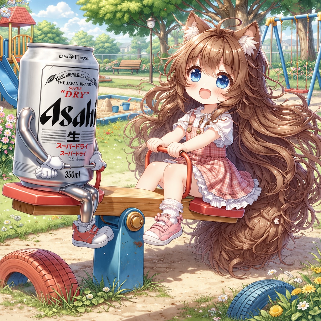 シーソーで遊ぶ小さな女の子