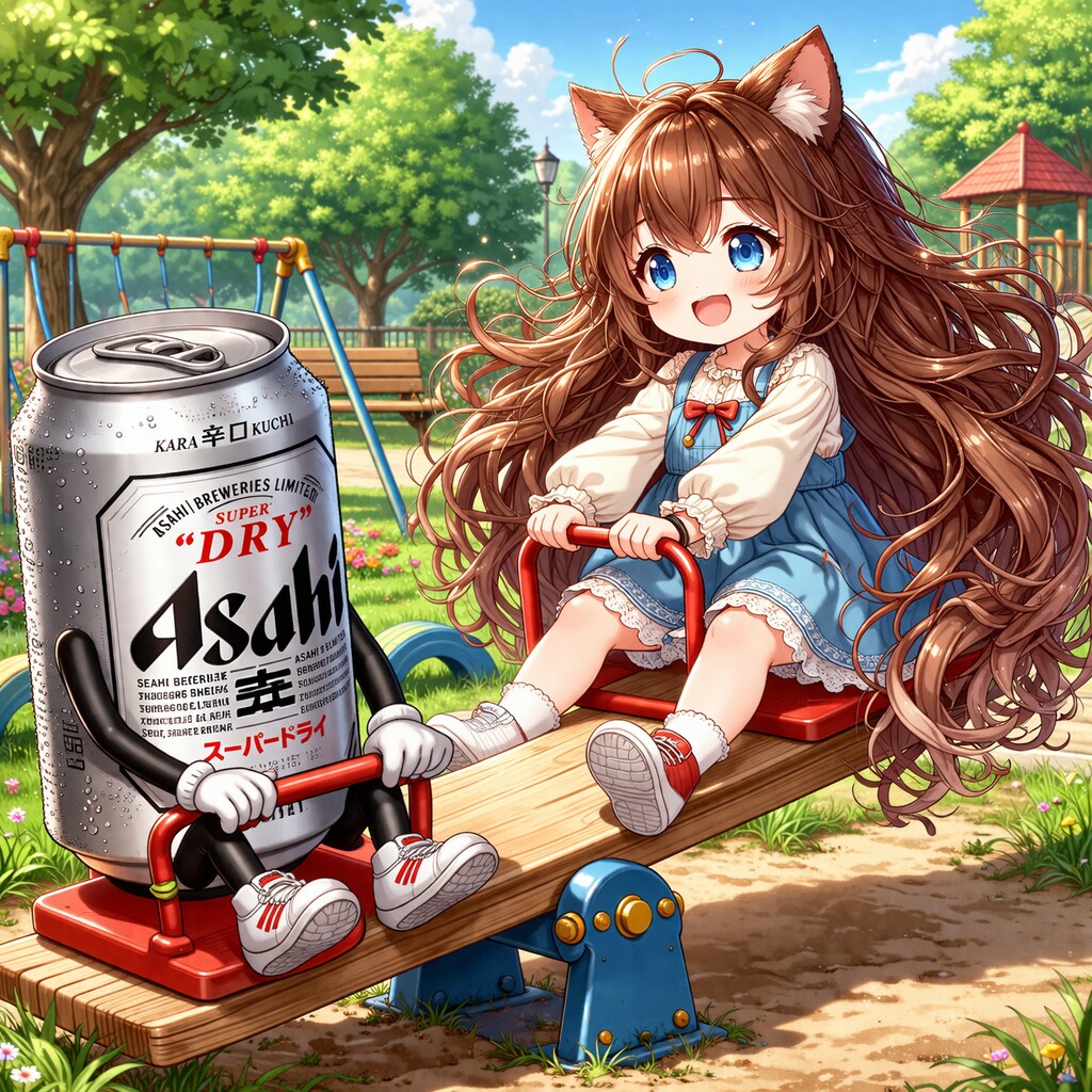 シーソーで遊ぶ小さな女の子