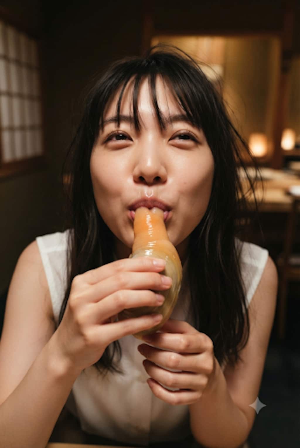 ミル貝を味わう美女3
