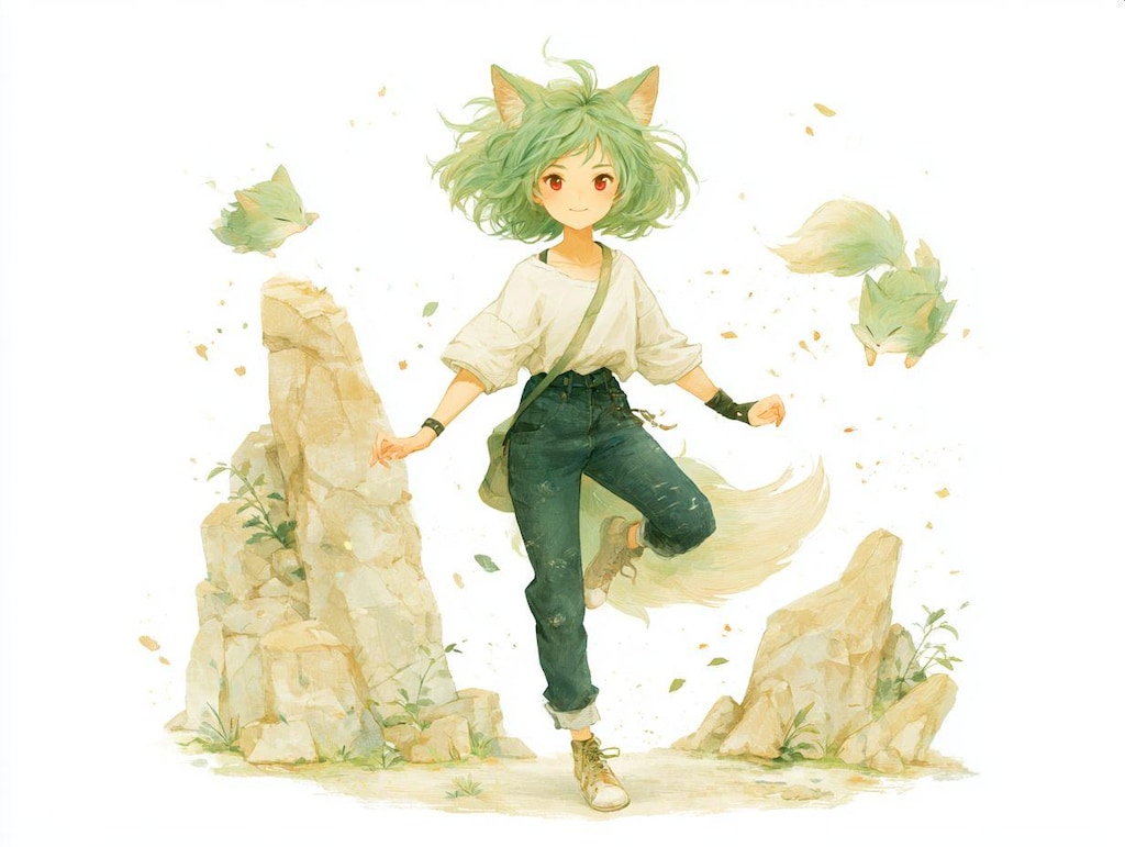 岩場の狼少女