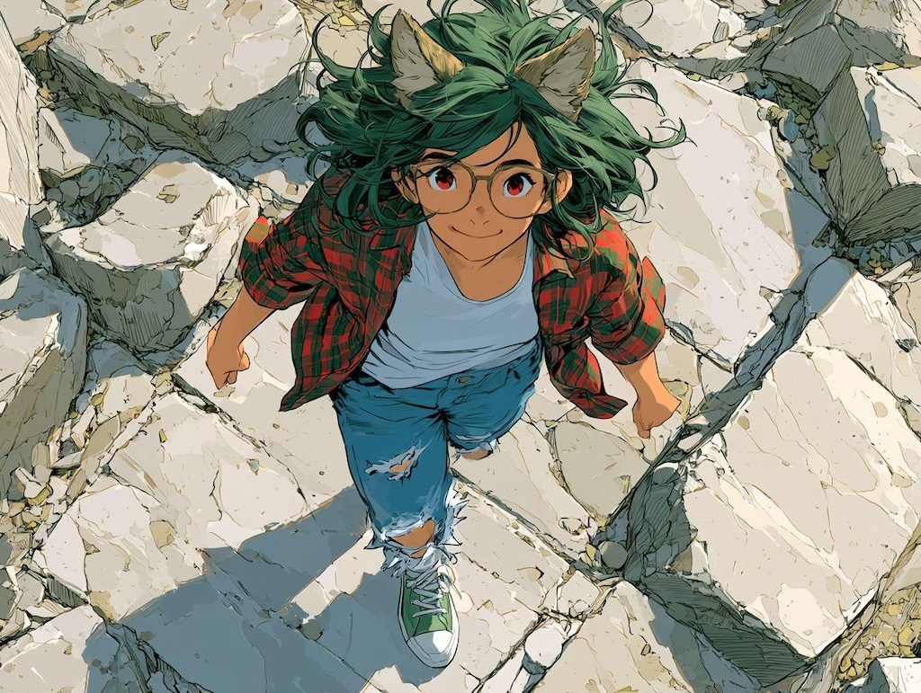 岩場の狼少女