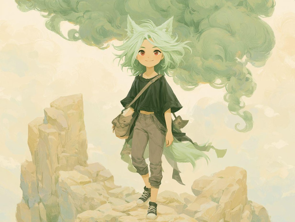 岩場の狼少女