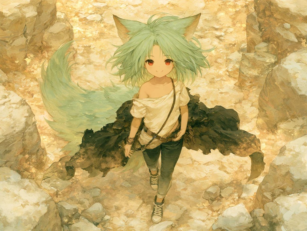 岩場の狼少女