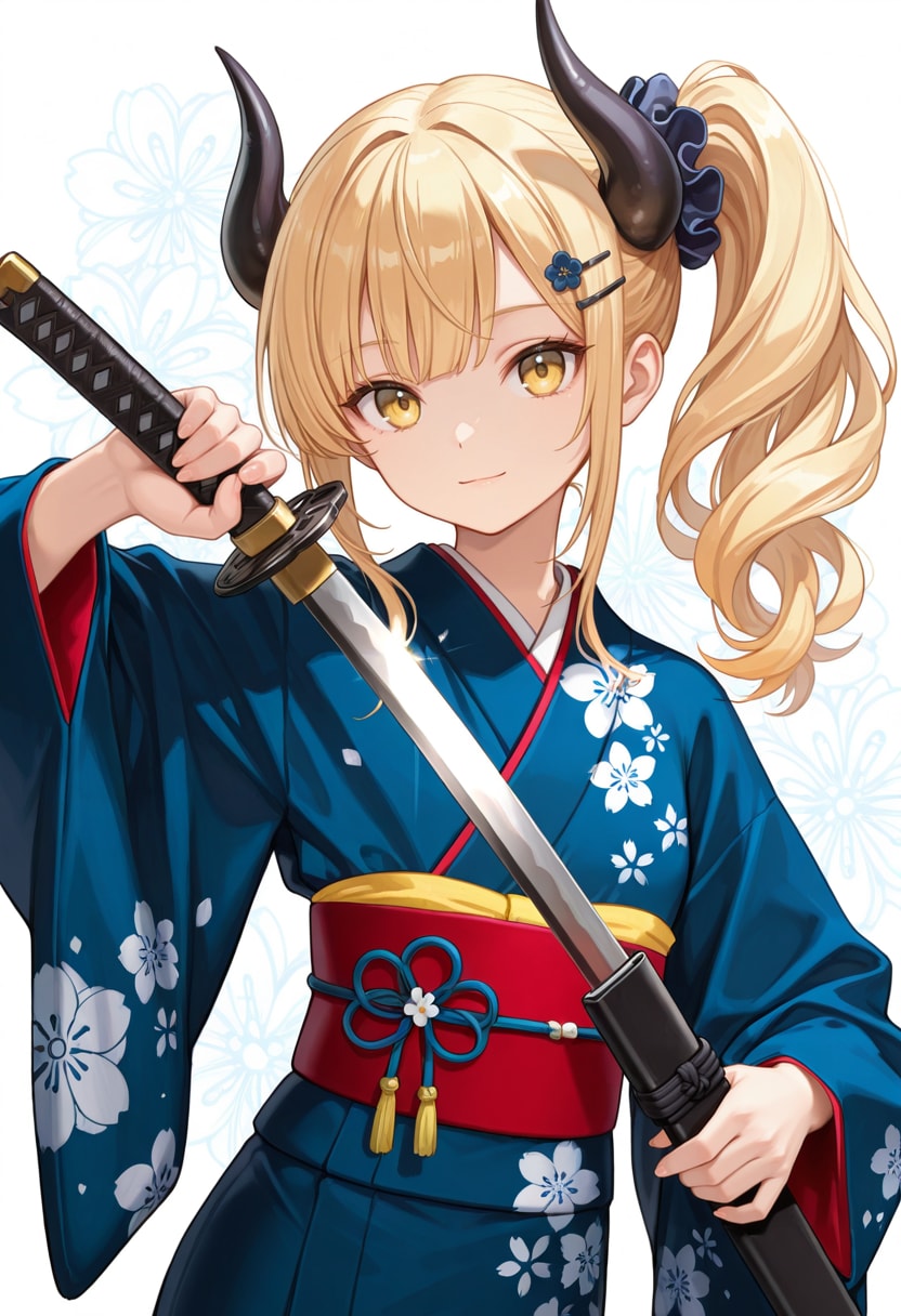 刀と着物女鬼高生さん | の人気AIイラスト・グラビア