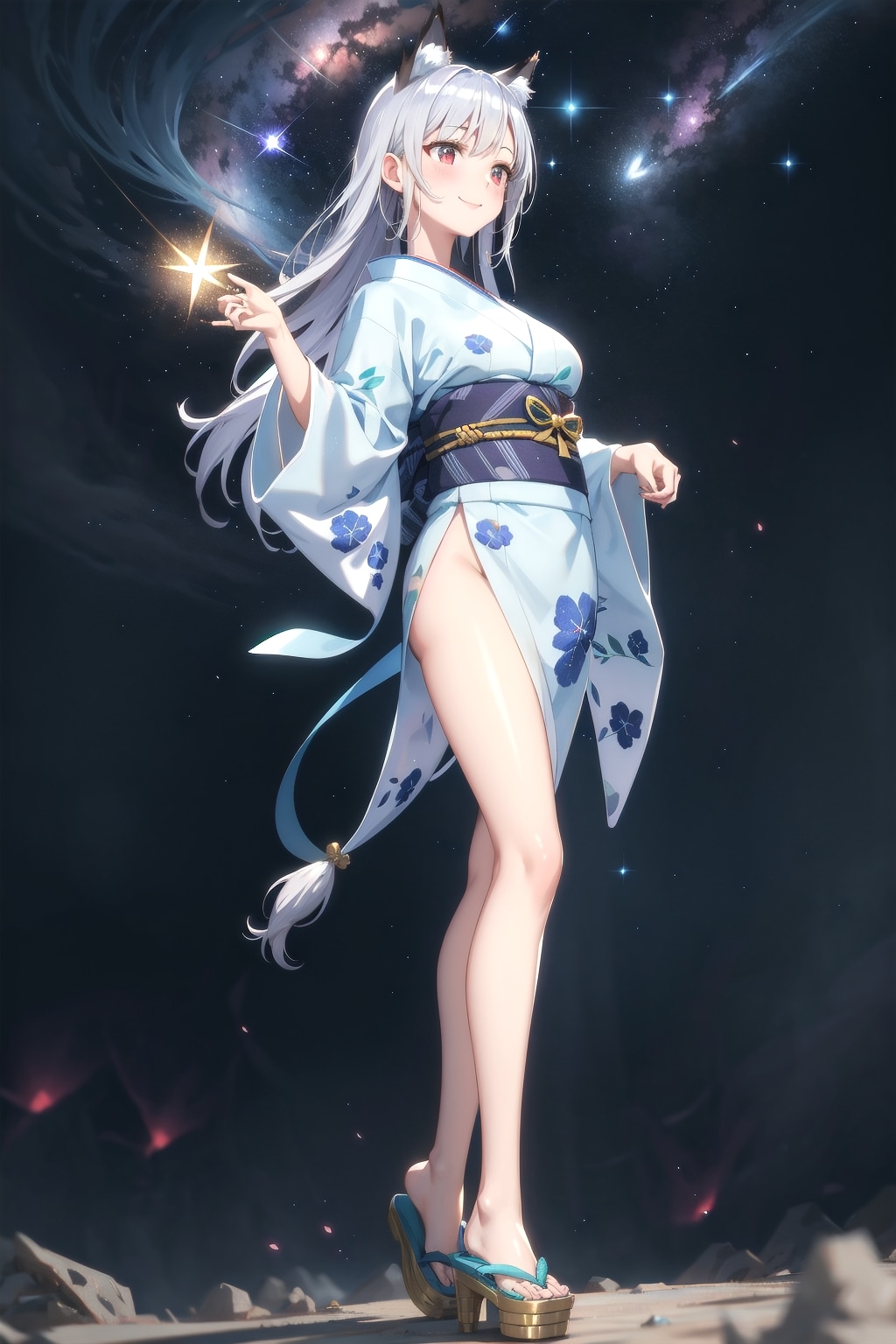 荒野で浴衣