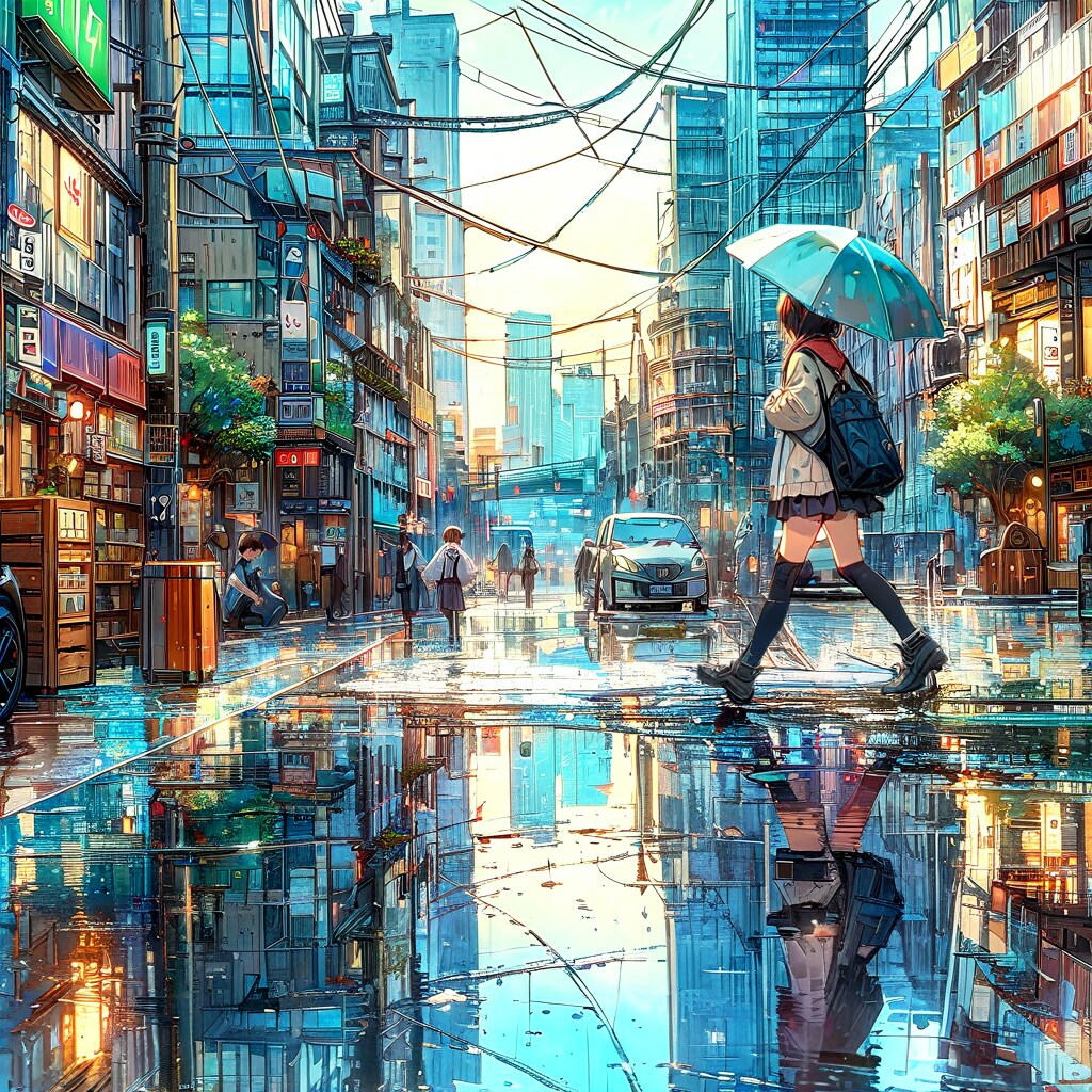 街と水たまり、少女183