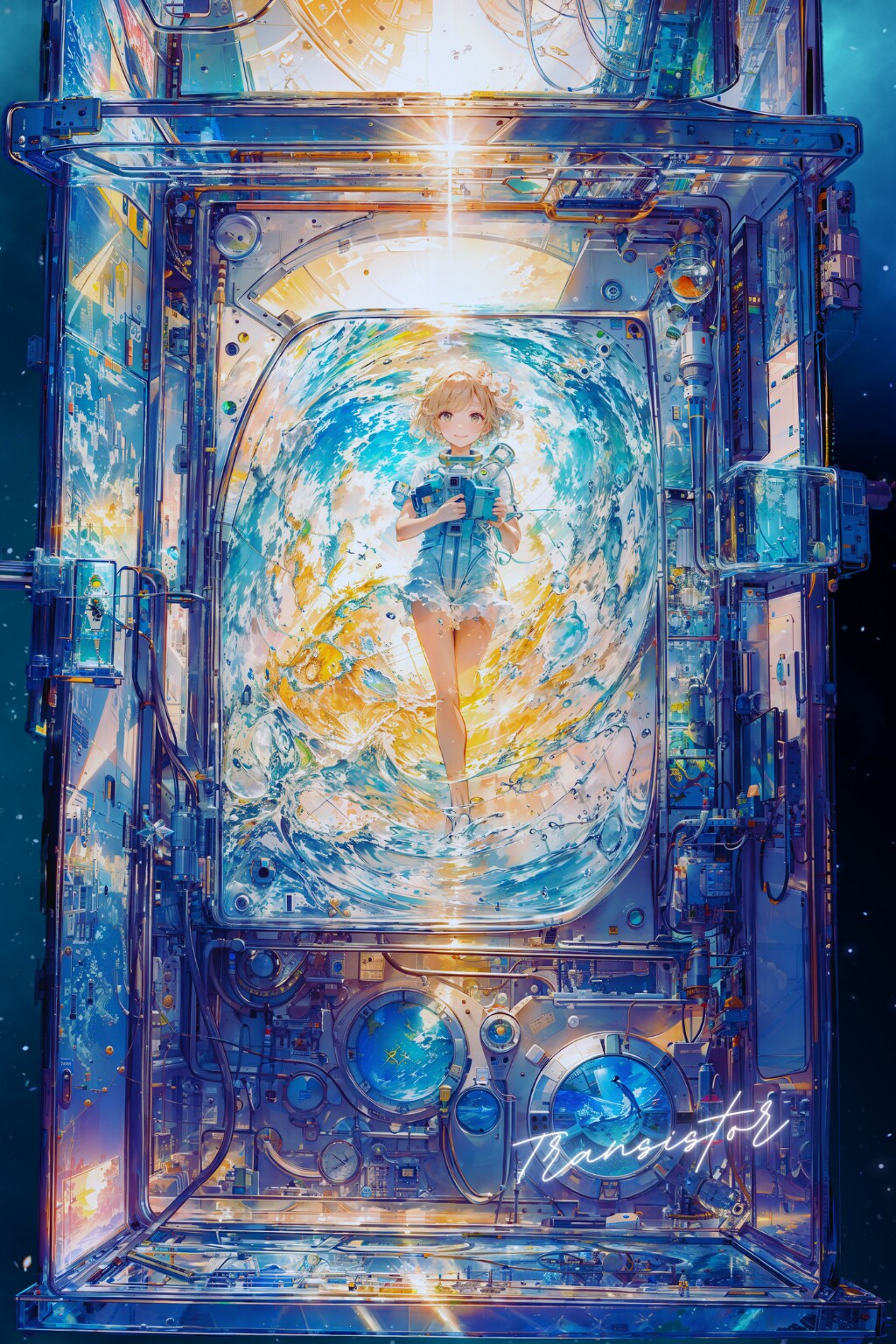 Blue Electronic Circuit -summer Time Machine