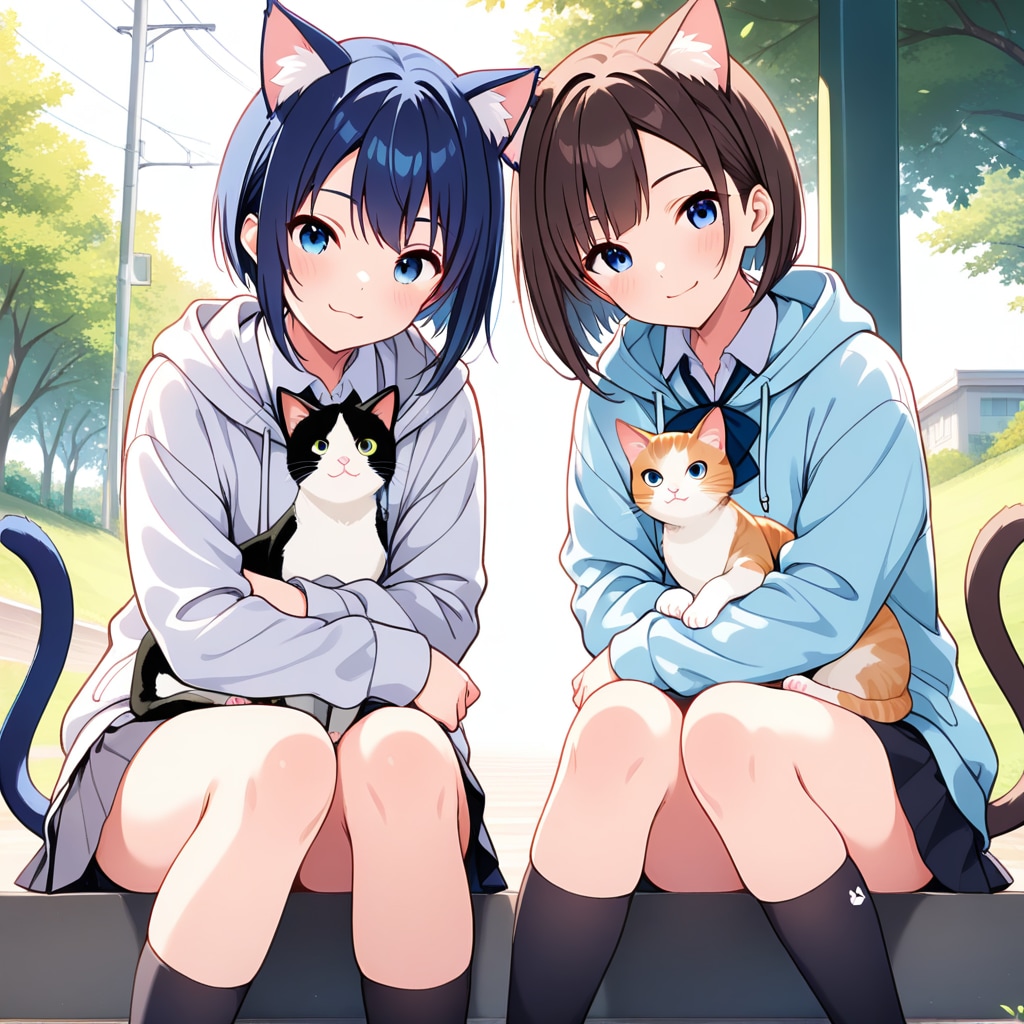キャンパスに迷い込んだ猫 | の人気AIイラスト・グラビア
