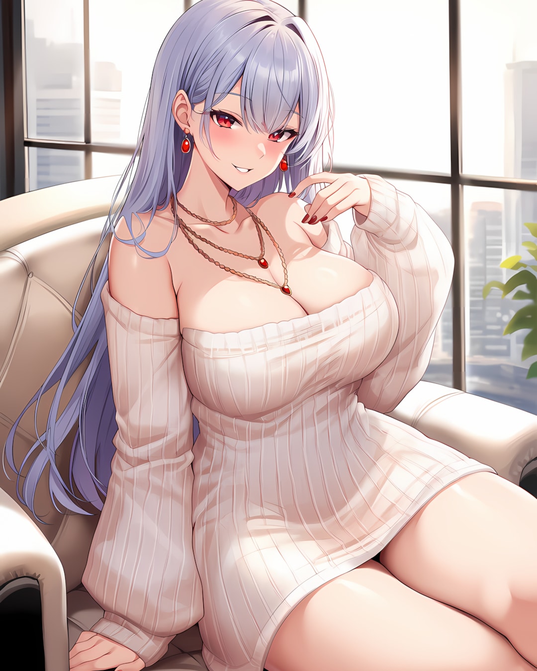 💕オフショルダーホワイト♡ミレナさん | の人気AIイラスト・グラビア