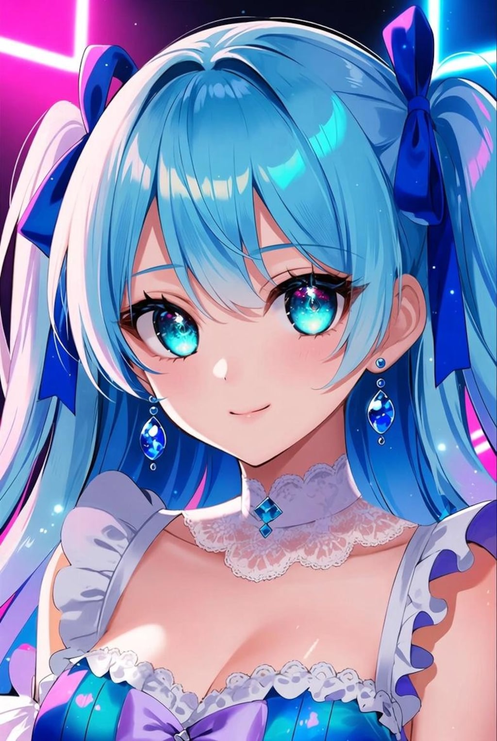 青髪ツインテール