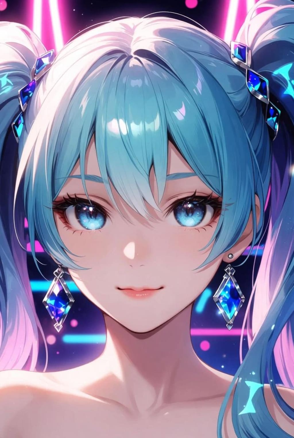 青髪ツインテール