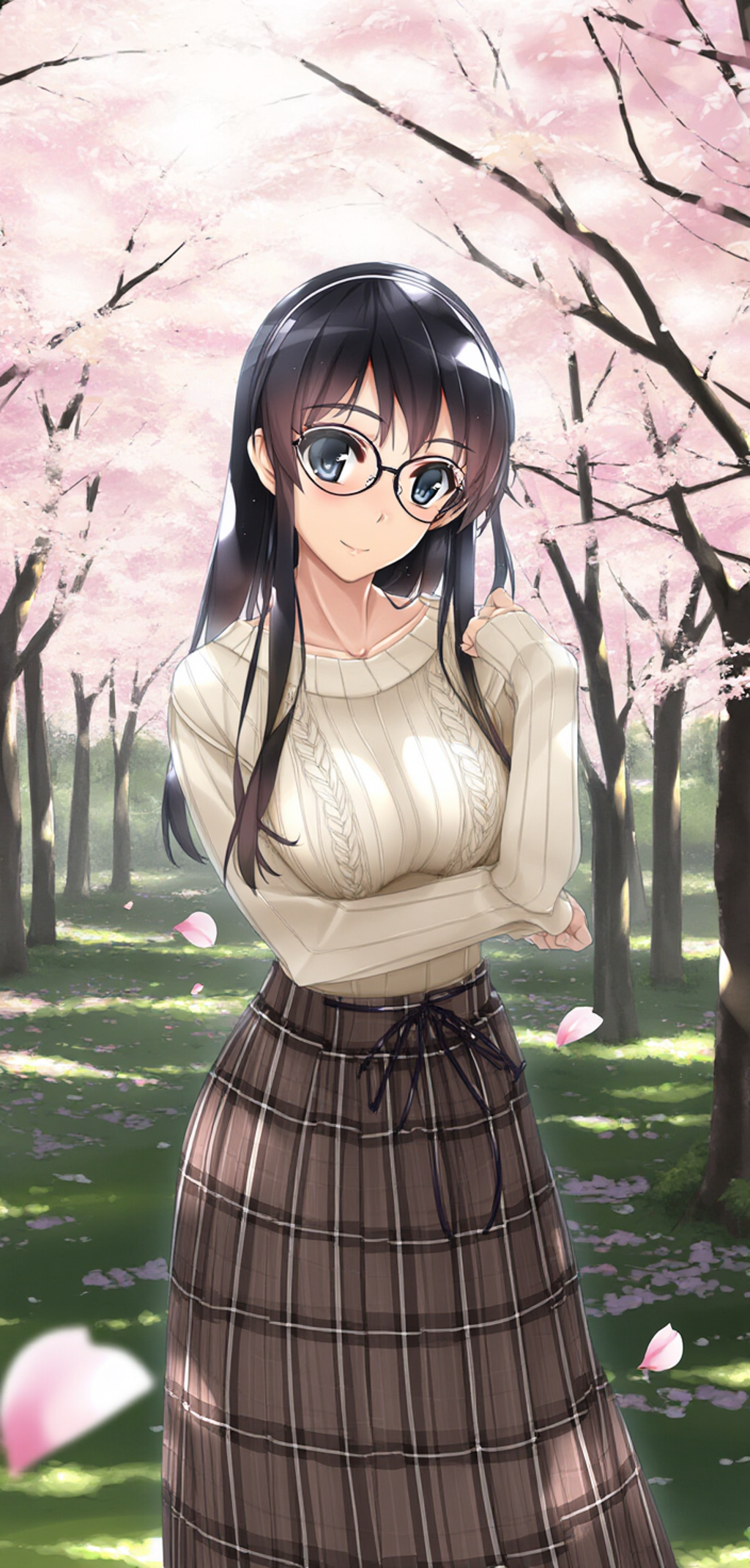 long skirt, row of cherry trees - 1