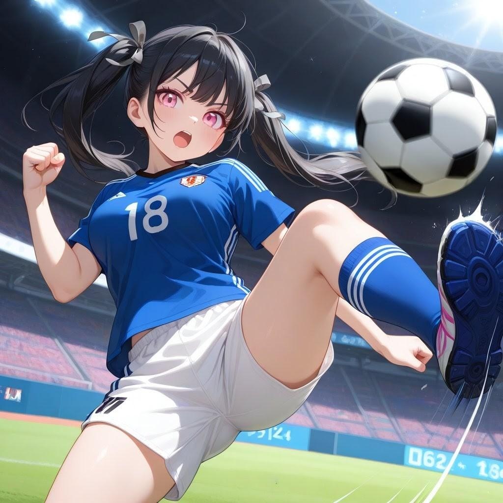 サッカー・ツインテ娘