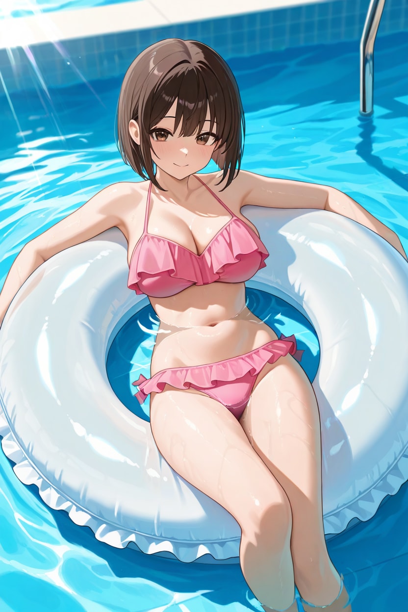 浮き輪と少女と溶ける水着